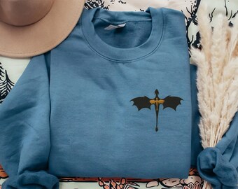 BORDADO Doble Dragón Basgiath War College Sudadera, Cuarta Ala Dragón Jinete Violet Sorrengail Xaden Riorson Fantasía Bookish Empyrean