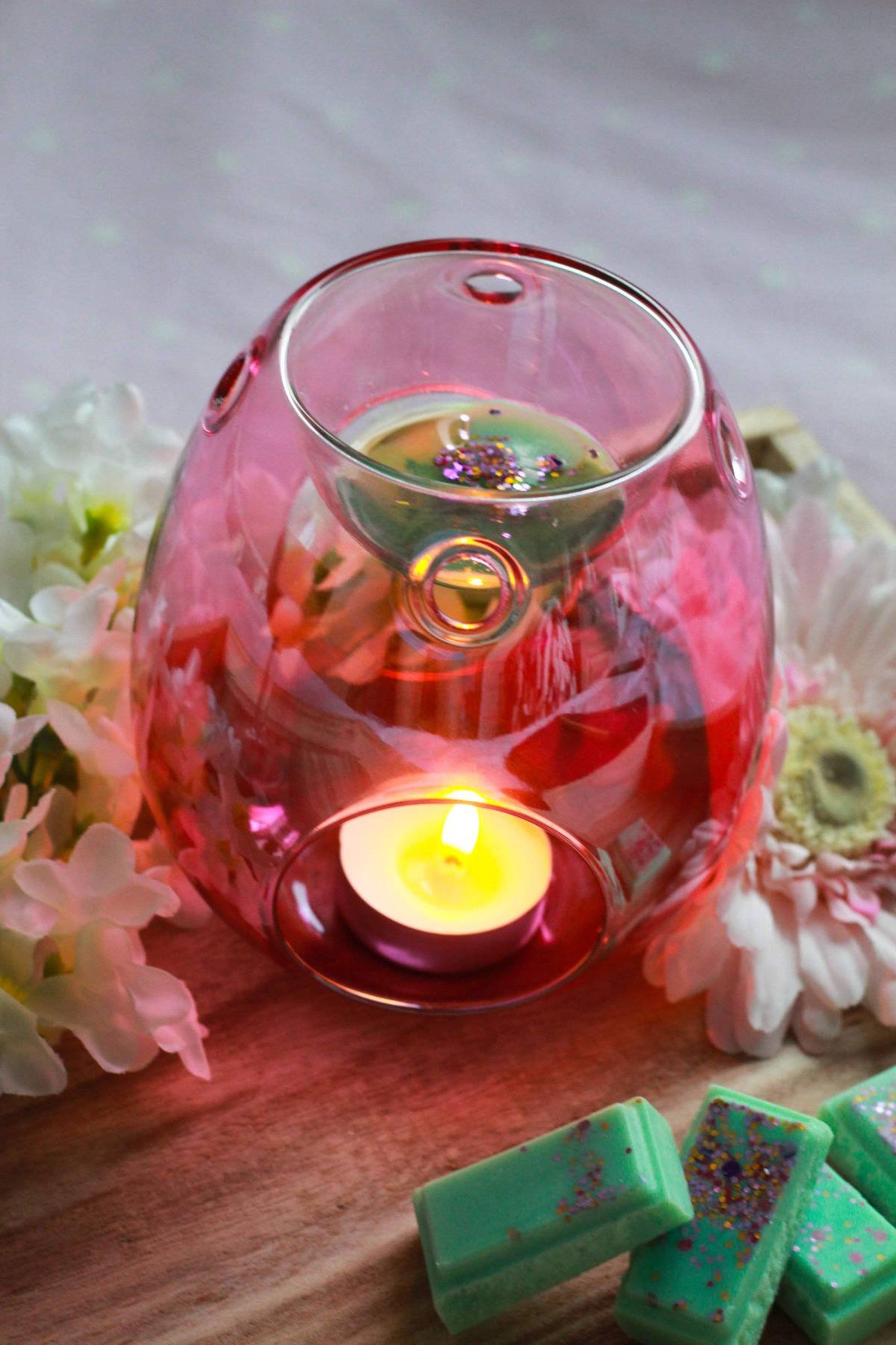 Pink glass wax melt warmer/burner Etsy