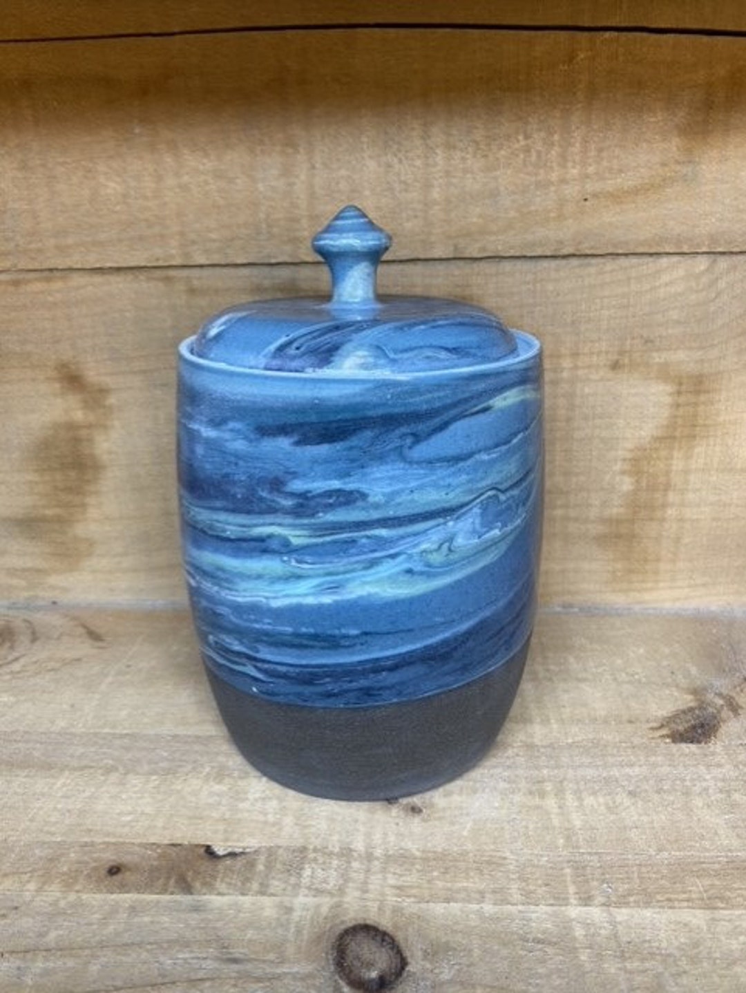 Pottery Canister With Fitted Lid and Marble Swirl Design Etsy