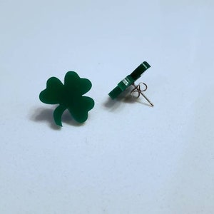 St. Patrick's Day Clover Stud Earrings, Laser Cut Jewelry, Acrylic Stud Earrings, Irish Earrings, Four Leaf Clover Celtic Earrings, St Patty image 8