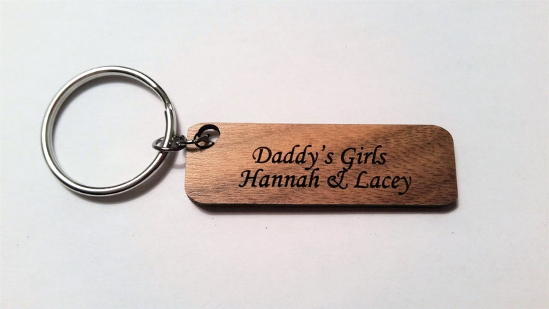 Personalized Keychain Fathers Day gift, Gift for Dad, Step Dad Gift, Custom Keychain, Gift for Men Under 30, Gift for Dad from Kids Walnut