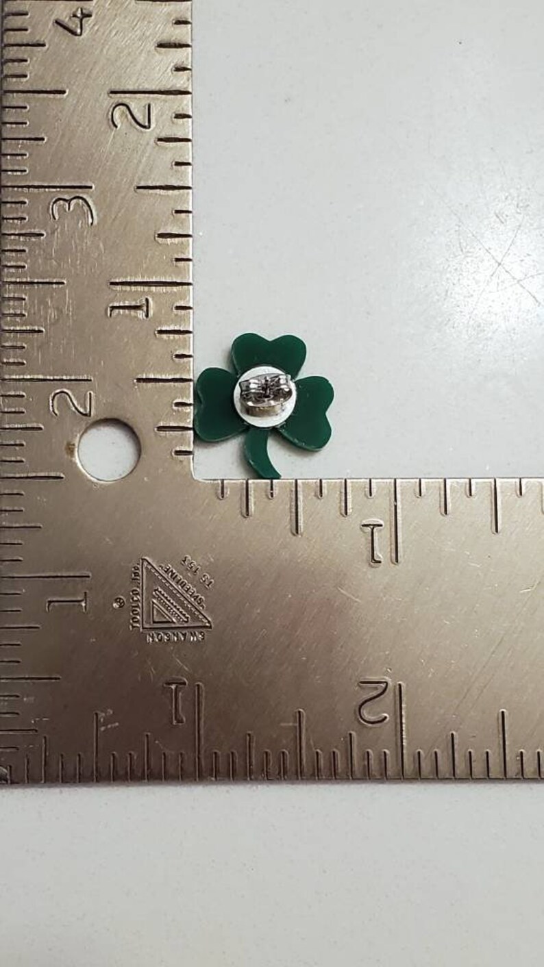 St. Patrick's Day Clover Stud Earrings, Laser Cut Jewelry, Acrylic Stud Earrings, Irish Earrings, Four Leaf Clover Celtic Earrings, St Patty image 5