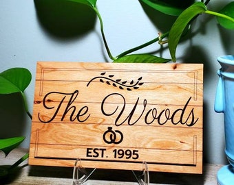 Established Sign for Wedding Gift, Last Name Sign Custom, Anniversary, Personalized Wood Gift, Custom Wall Decor, Gift for Her