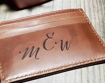 Personalized Mens Leather Wallet, Gift for Men, Husband, Laser Engraved Wallet, Monogrammed, Gift for Him under 50