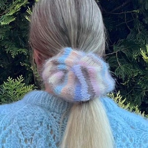 Oversized mohair scrunchie • Knit hair scrunchies for women