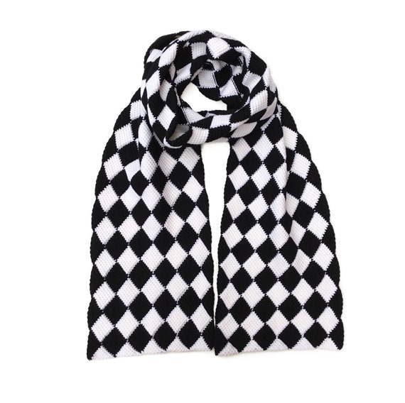White and black checkered scarf Clearance