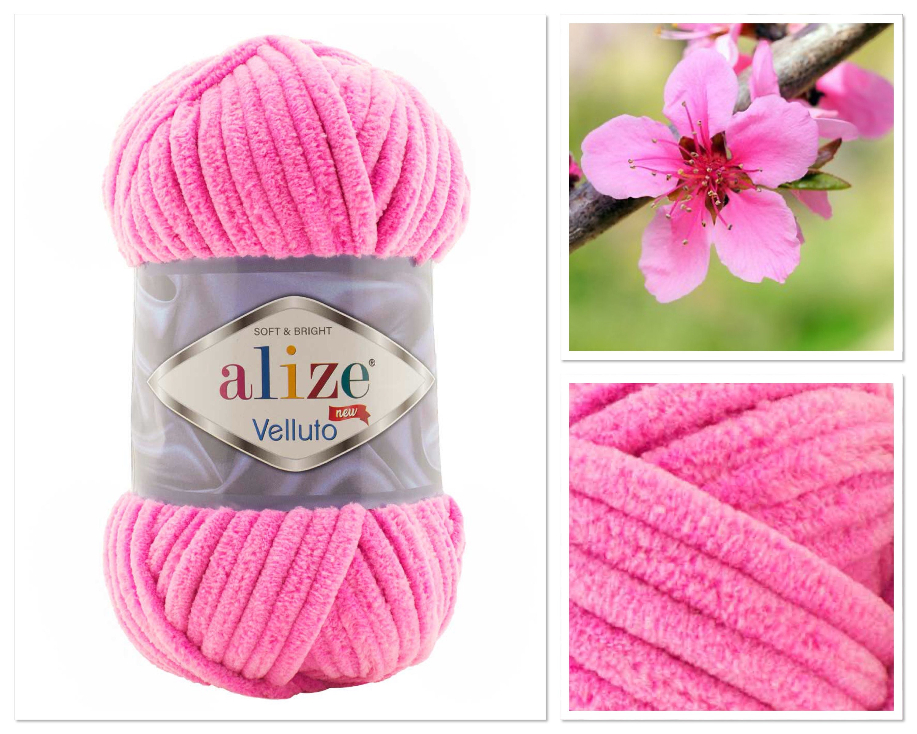 Chenille amigurumi yarn Alize Velluto Pink velvet yarn Etsy