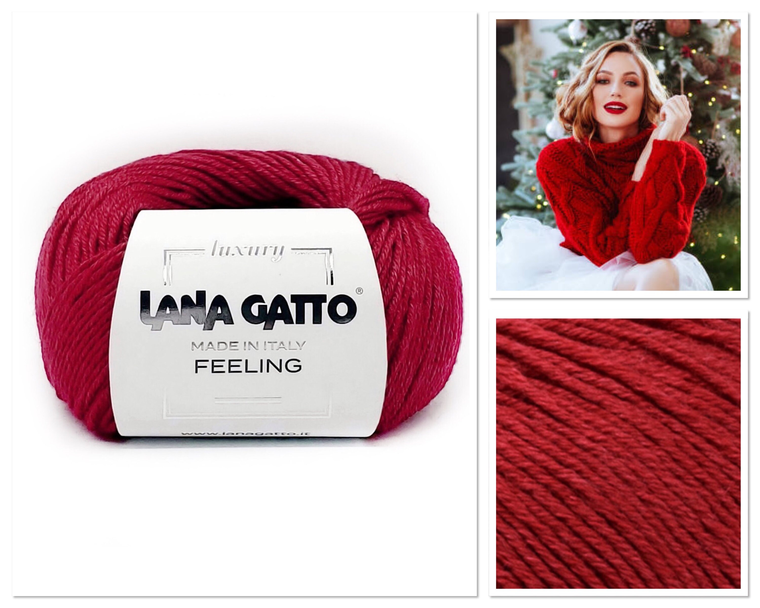 Dk cashmere yarn Lana Gatto Feeling Red wool luxury yarn Etsy