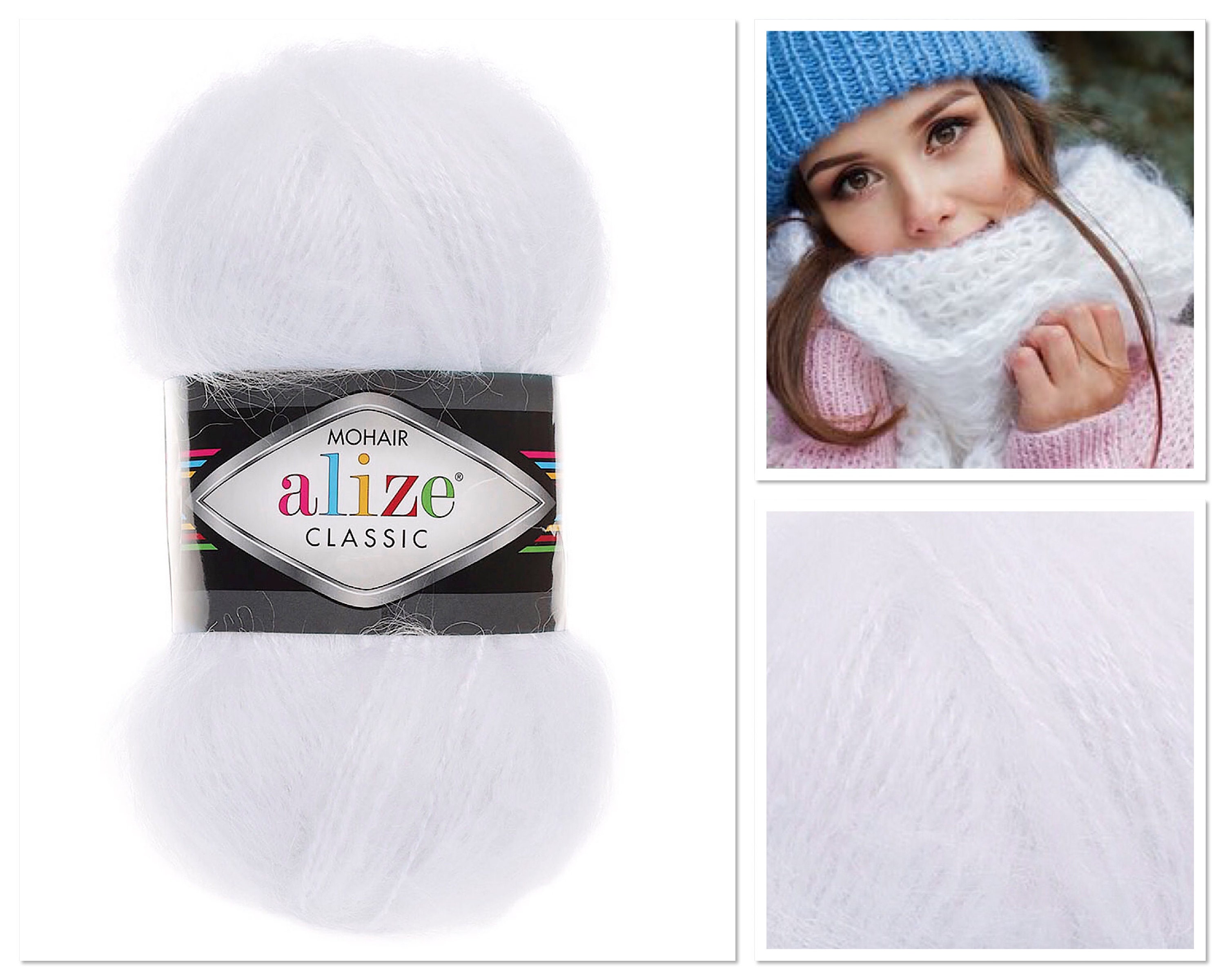 Alize Mohair Classic White mohair yarn Etsy