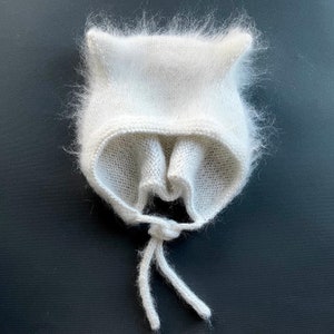 Mohair Cat Ears Bonnet off White Sequins - Etsy