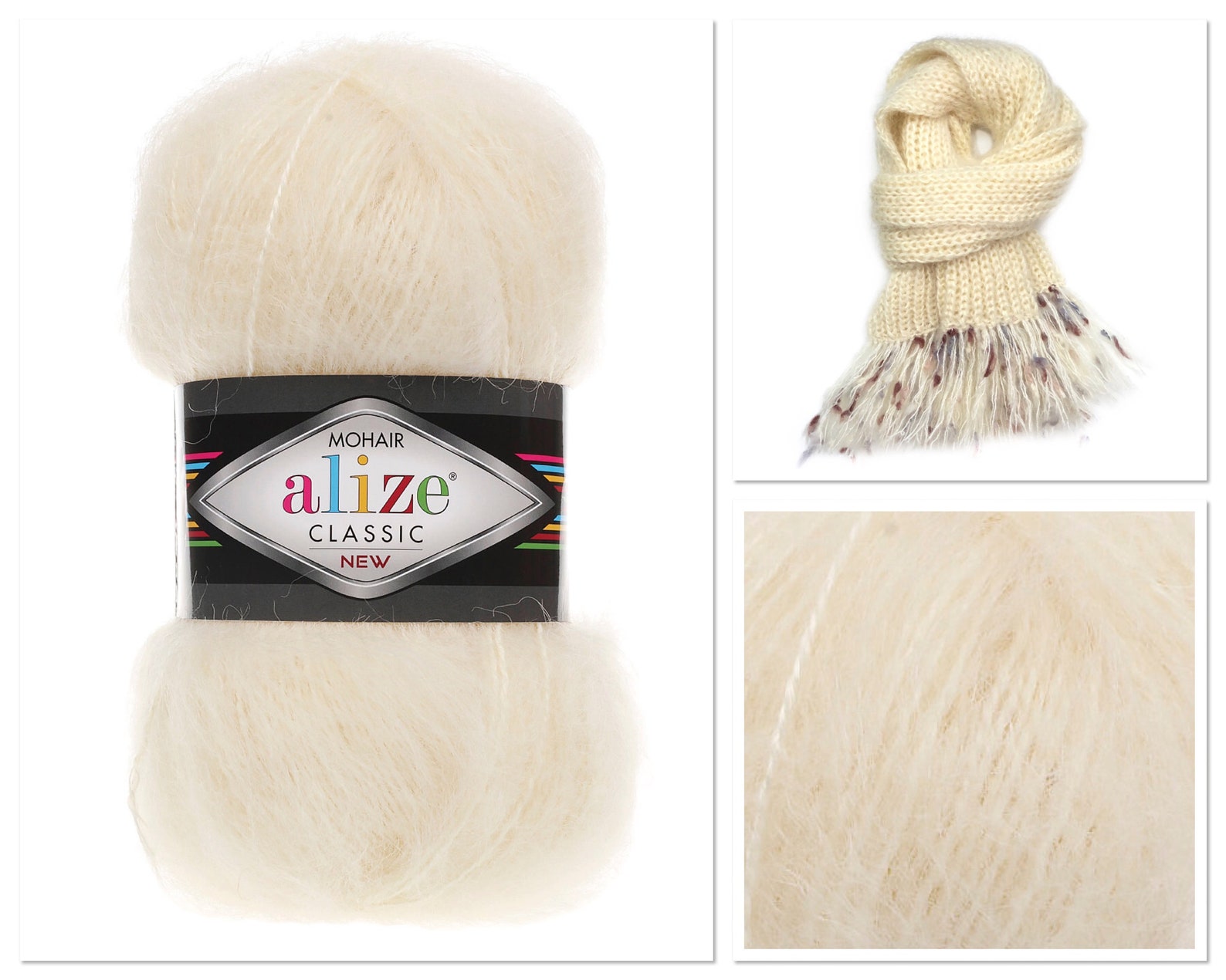 Cream mohair yarn Alize Mohair Classic Textured wool yarn Etsy