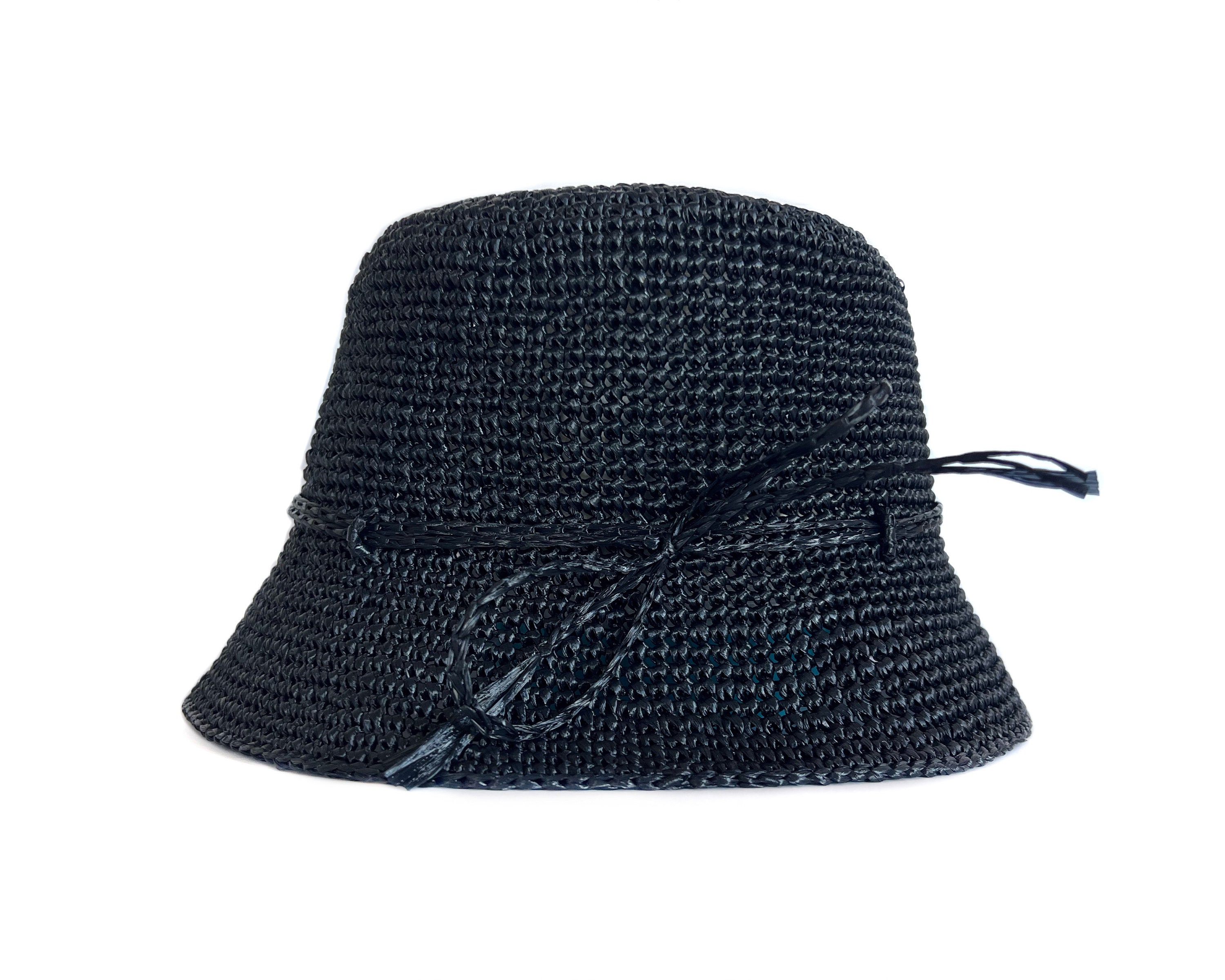 Raffia Bucket Hat in Black - Unisex Panama Hat - Etsy