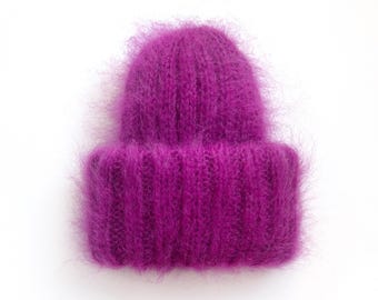 Sombrero de mohair fucsia