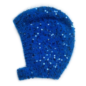 Blue mohair bonnet with sequins
