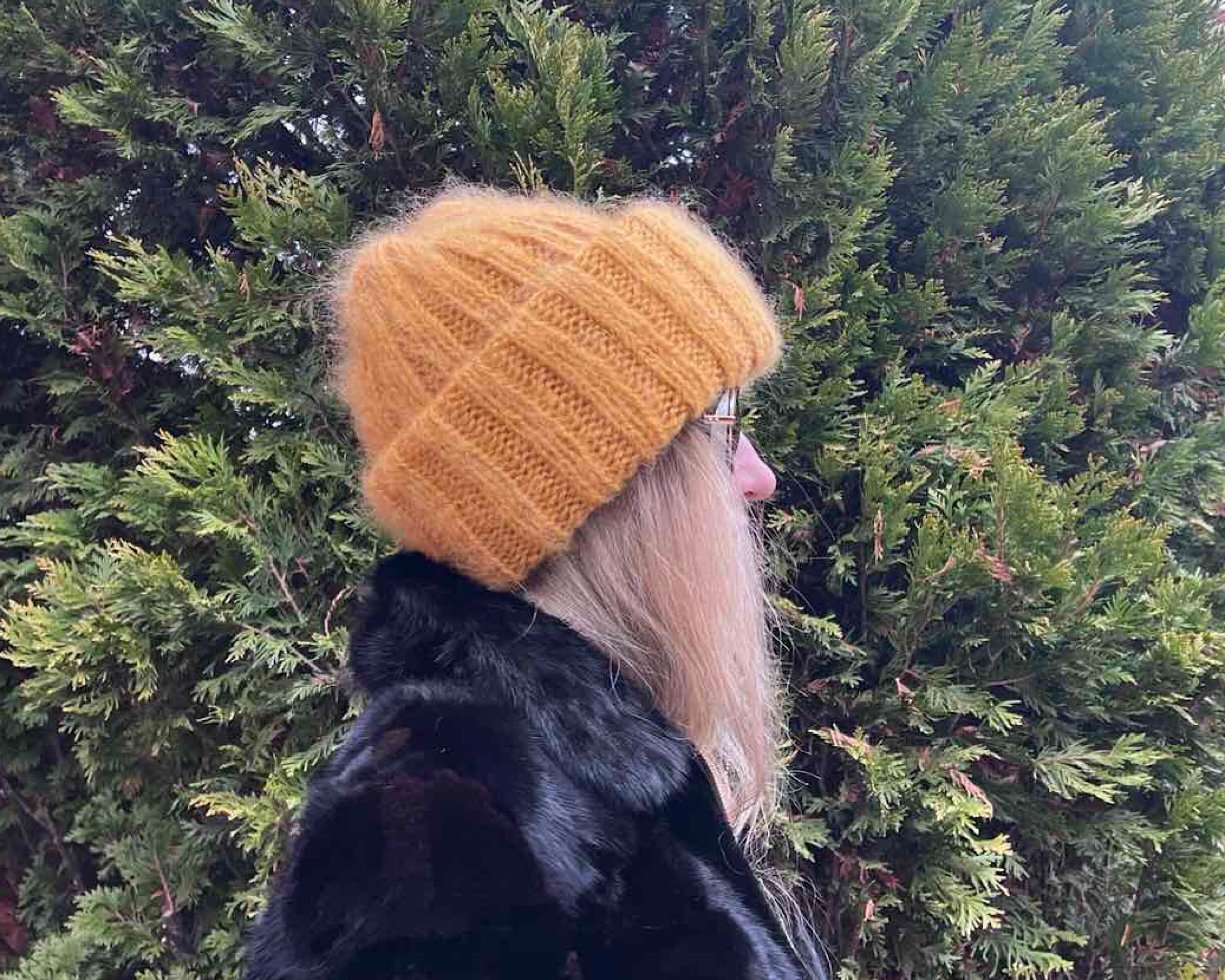 Hand Knit Mustard Mohair Beanie Chunky Mohair Beanie Hat - Hand Knit Mustard Beanie - Etsy main image 4