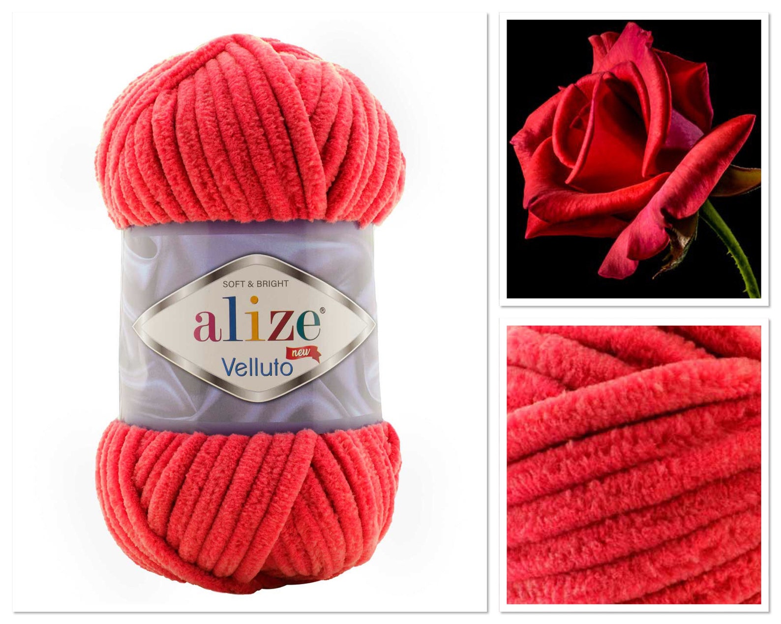 Red yarn Alize Velluto Chunky velvet yarn for knitting Etsy