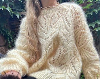 Bridal mohair hand knit sweater - Oversized sweater - Chunky sweater