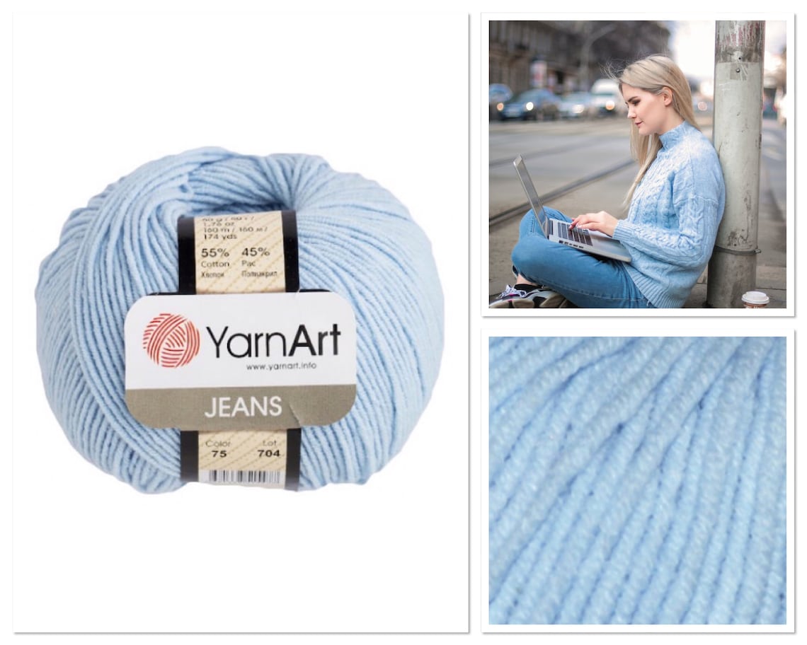 Blue cotton YarnArt Jeans Velvet amigurumi yarn Etsy
