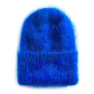Slouchy mohair beanie in blue