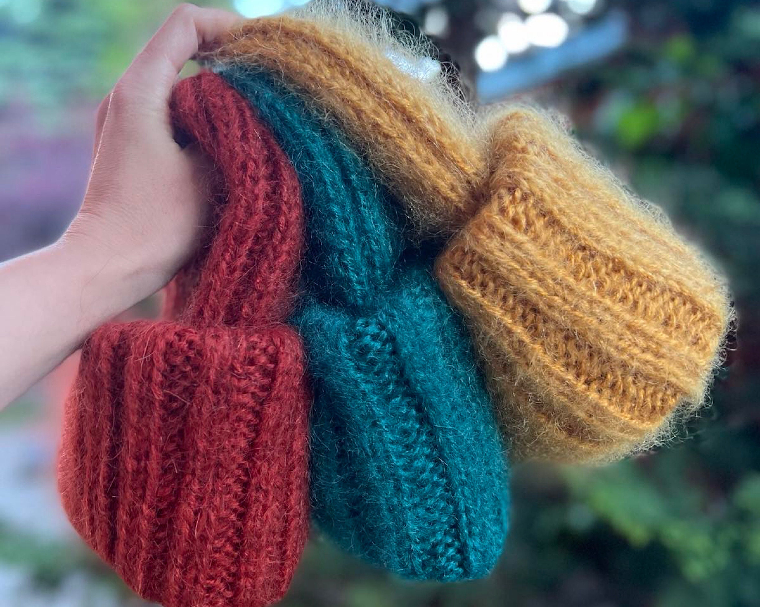 Chunky Mohair Beanie Hat - Hand Knit Mustard Beanie - Etsy