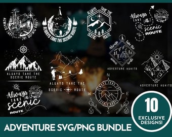 常に景色の良いルートを進む キャンプ 旅行 冒険 ワイルドコンパスバンドル SVG PNG