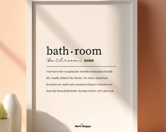 Bathroom Definition Wall Art Butt, Printable Bathroom Wall Art, Home Wall Decor, Bath Decor, Typography Wall Art, Bathroom Fun Sign