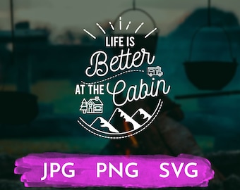 キャビンでの生活は最高 SVG、キャビン SVG、夏 SVG、キャビンでの生活 SVG、木材 SVG、休暇 SVG、木 SVG デジタル カット ファイル