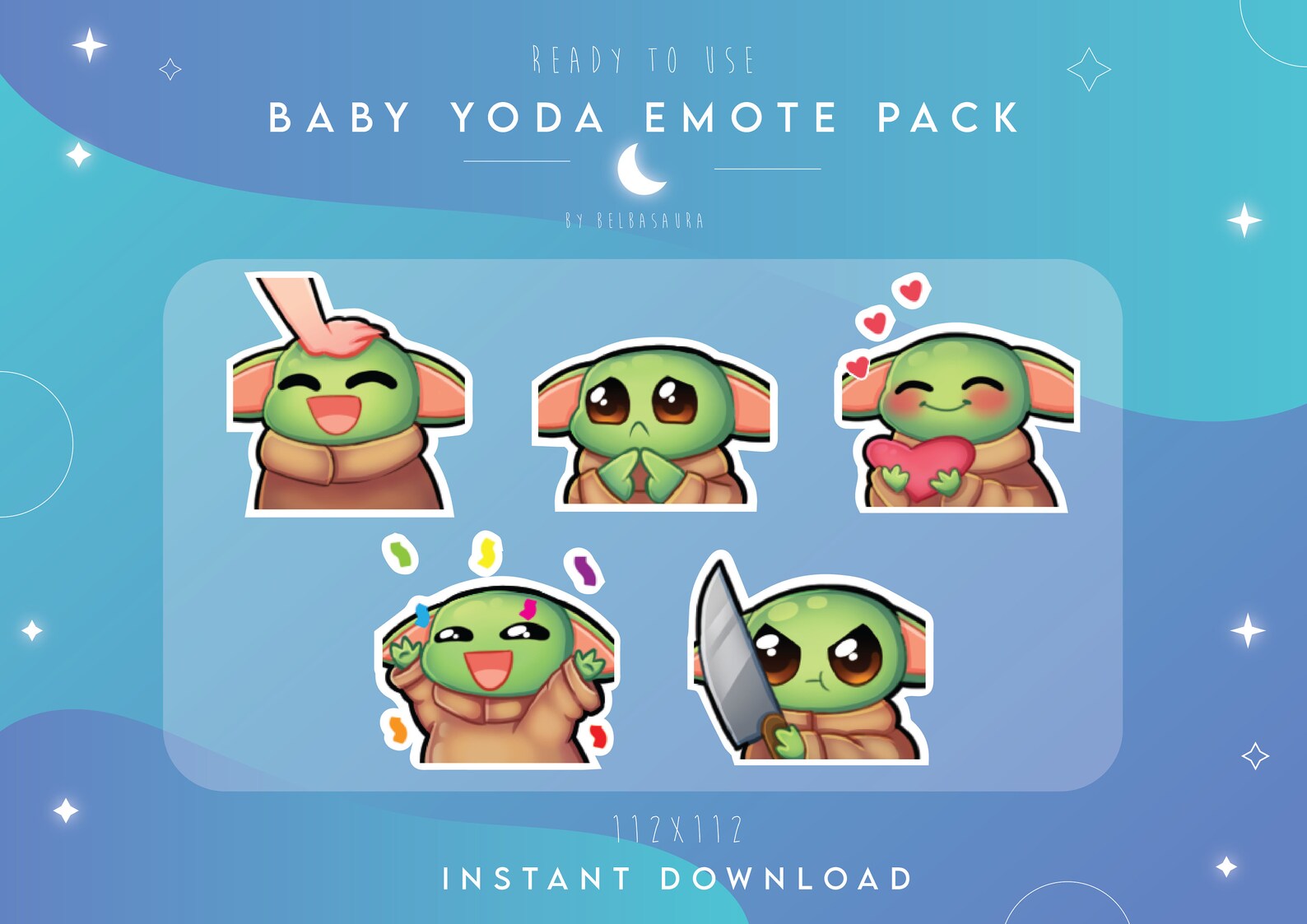 Baby Yoda Emote Pack instant digital download Etsy
