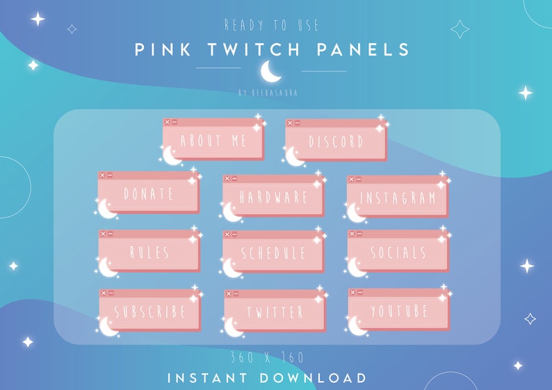 instant digital download Pink Twitch Panels