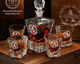 Engraved Iceberg Whiskey Decanter Set: Luxury Christmas Retirement Gift