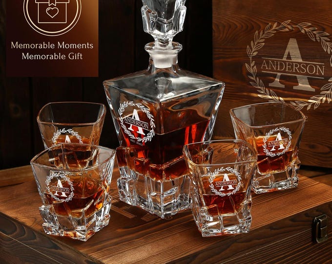 Engraved Iceberg Whiskey Decanter Set: Luxury Christmas Retirement Gift