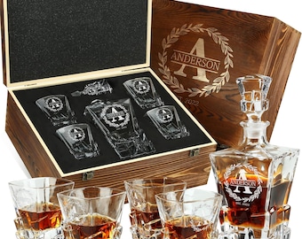 Engraved Iceberg Whiskey Decanter Set: Luxury Christmas Retirement Gift