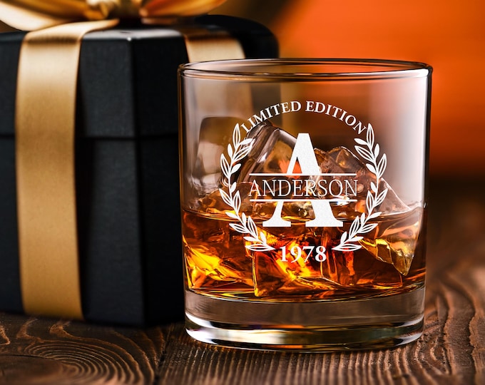 Personalized Whiskey Decanter & Glasses Set: Engraved Wooden Box Barware Gift