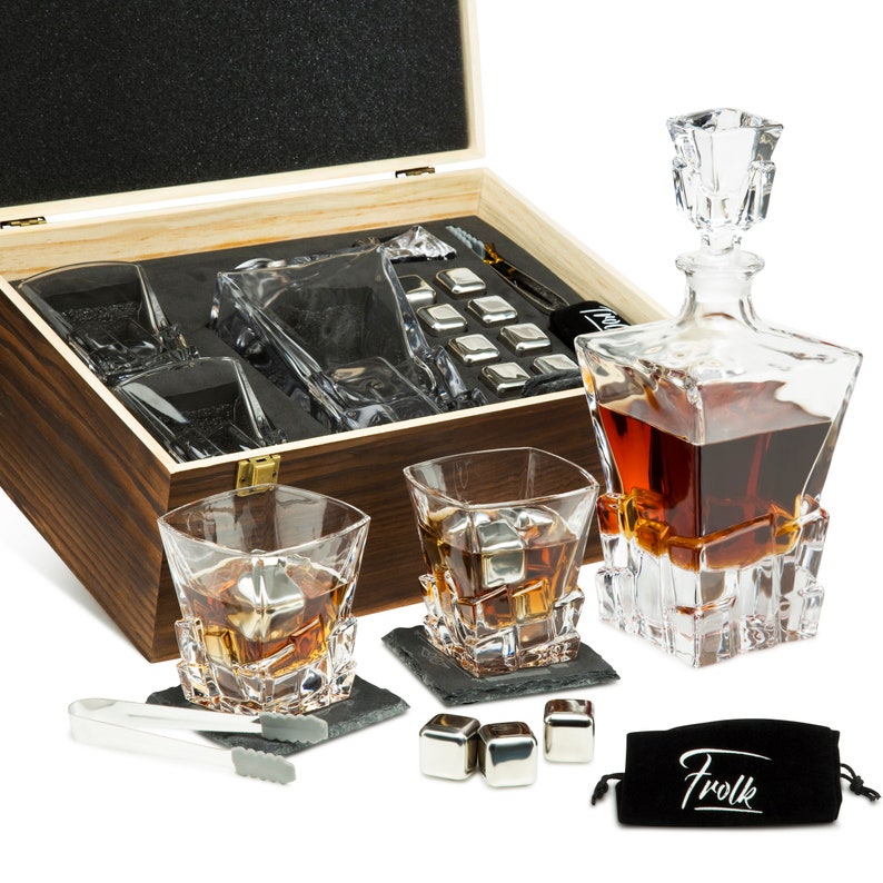 Whiskey 8 Cubes & Decanter Set Decanter 2 Rocks XL Glasses Etsy
