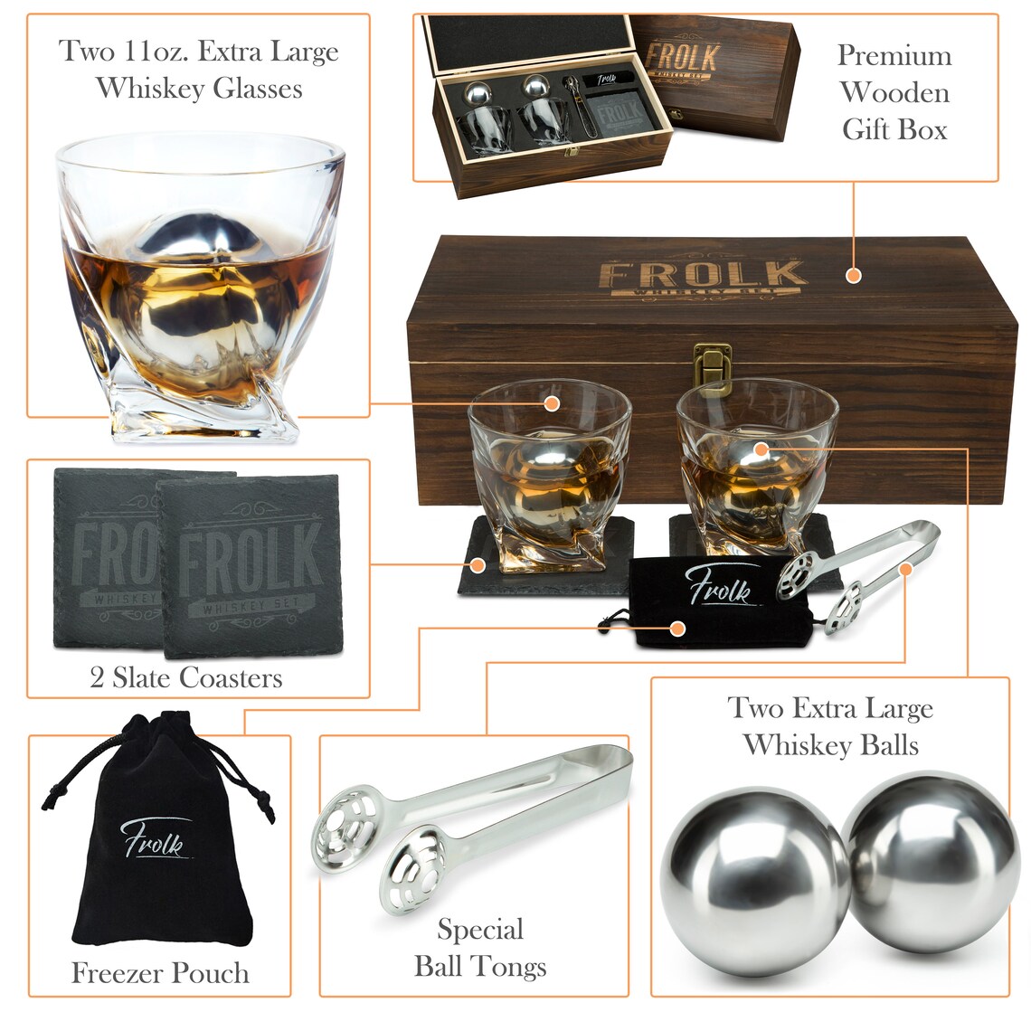 Whiskey XL Balls & Glasses Set 2 XL Stainless Steel Whiskey Etsy
