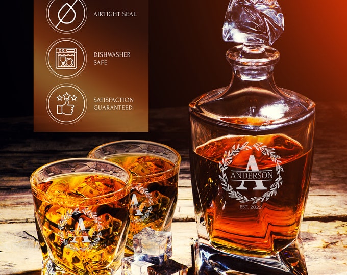 Personalized Whiskey Glass - Customized in USA Twisted Glass - Premium Gift for Him, Men, Husband, Boyfriend, Groomsmen