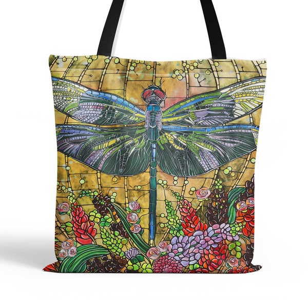 Dragonfly Tote Bag, Art Nouveau Dragonflies Purse Tote Handbag, Art Deco Work Bag, Book Bag, Travel Bag, Dragonfly Lover Gift