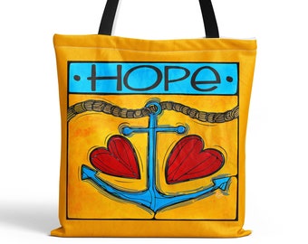 Hope Tote Bag | Anker Küsten Zubehör | Gelbe Nautische Tasche | Strand Geschenk / Bauernmarkt Tasche / Segel Tote Bag / Marine Buch Tasche
