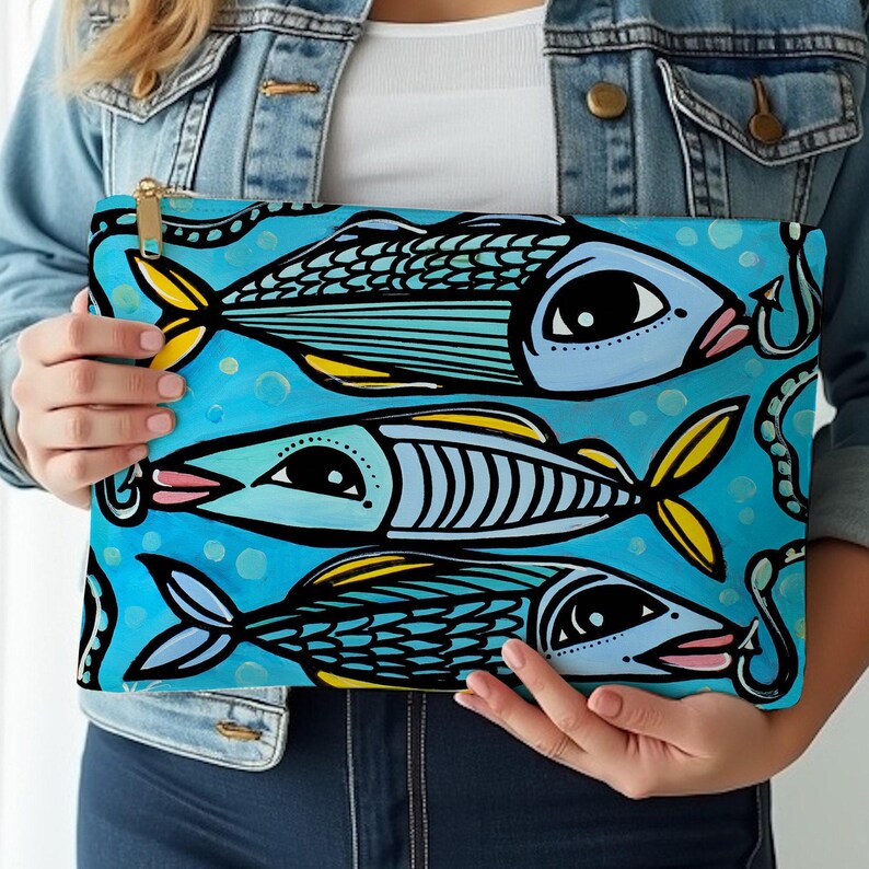 Coastal Fish Zipper Pouch - Thumbnail 4