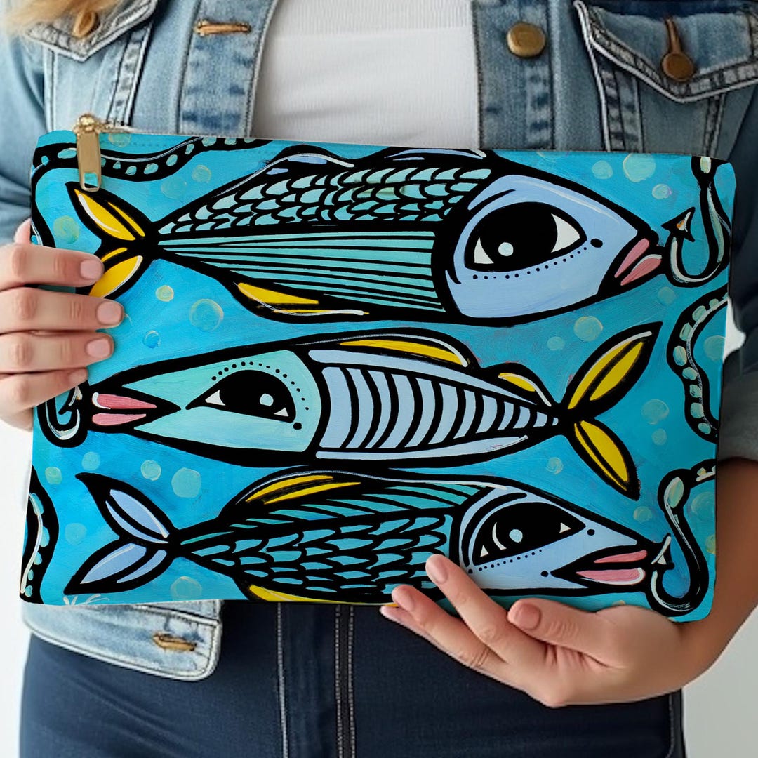 Fish Handbag Fun Fish Pouch, Blue Coastal Handbag - Etsy