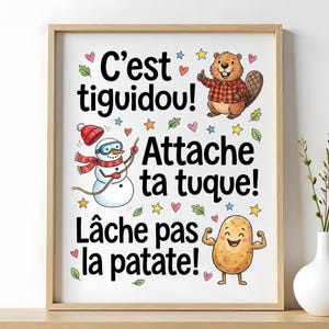 Expressions Québécoises Print, Funny Quebec French Sayings Wall Art, French Canadian Decor, Quebec Gift, Instant Download, Printable Art