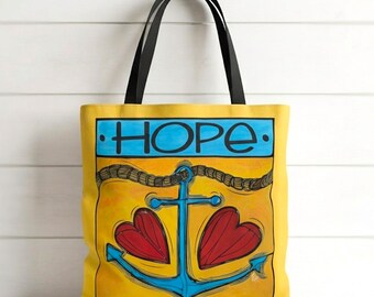 Nautical Anchor Canvas Tote Bag, Hope Gift Beach Bag, Personalized Anchor, Tote Bag, Beach Bag, Cruise Bag, Nautical Wedding Tote