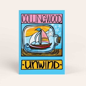 Collingwood Ontario Postcard: Canada, Sailboat in Bottle Coastal Card, Greeting Card, Unwind, Fun Nautical Postcard