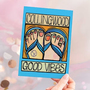 Collingwood Ontario Postcard: Canada, Flip Flop Beach Coastal Card, Greeting Card, Good Vibes