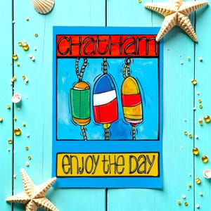Cartolina di Chatham Cape Cod – Design di boa stravagante, biglietto di auguri costiero del Massachusetts, perfetto per appunti, regali o collezionismo