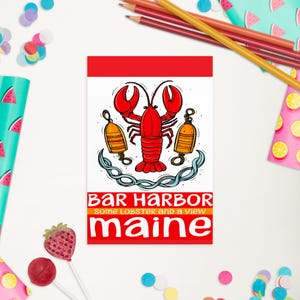 4x6 ART PRINT POSTCARD Bar Harbor Maine Postcard | New England Souvenir | Beach Town in Maine State Postcard Fun Whimsical Birthday Gift
