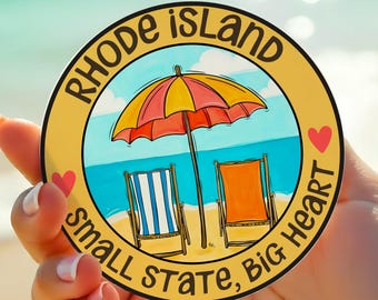 Rhode Island kleine staat groot hart sticker, Rhode Island Beach souvenir cadeau, fles water laptop sticker, sticker Ocean State, RI cadeau