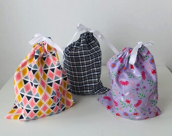 Small Reusable fabric gift bag storage party birthday Mother’s Father’s Day valentines Christmas thank you present good for environment