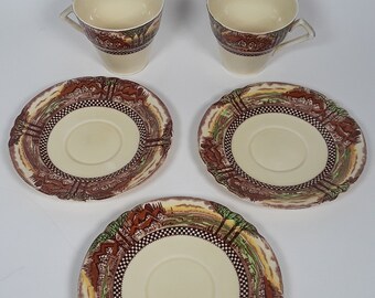 Rare Vintage Tea Cups and Saucers by Myott Son & Co. FREE GROUND SHIPPING