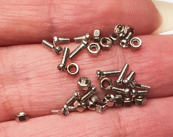 Dollhouse bolts and hex nuts - Miniature bolts and hex nuts - Dollhouse tools - Miniature tool